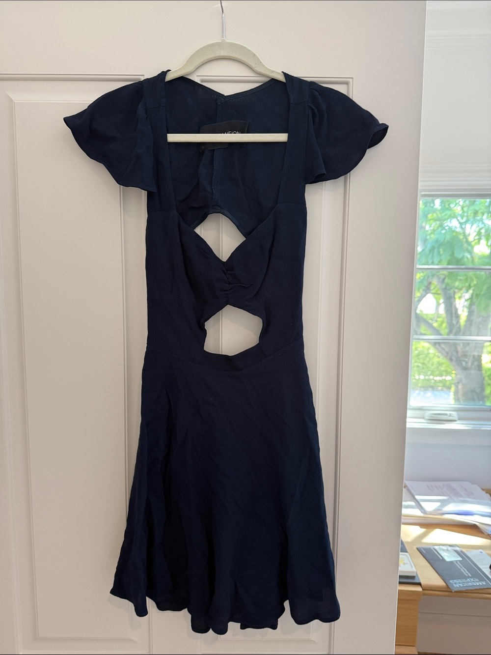 Reformation Navy Backless Cutout Midi Dress